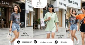 Outfit áo thun phối quần short năng động phong cách casual trẻ trung, kết hợp sneaker và phụ kiện thời trang