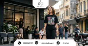 Phối màu quần tây áo thun nữ phong cách thanh lịch hiện đại